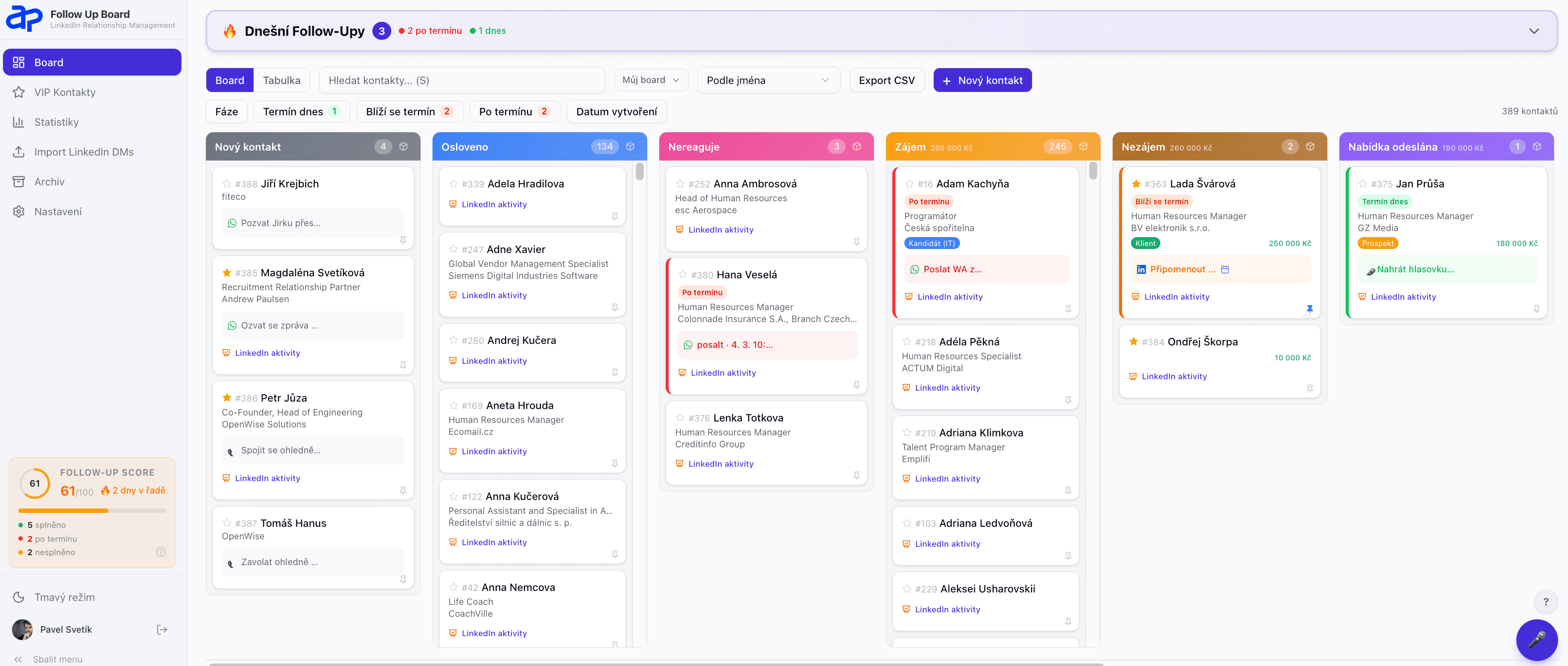 Follow Up Board — celá aplikace